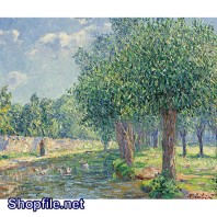 Tranh sơn dầu cây cao bóng mát